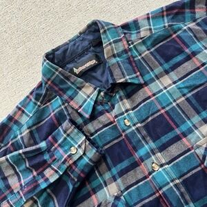 Timber Ridge Men's Flannel Outdoor Button-up Shirt Sz L Tall Blue Plaid Workwear
